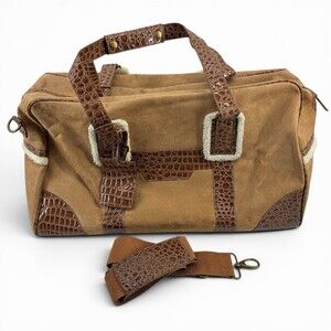 Bath Body Works Weekender Duffel Bag Faux Suede Alligator Croc Trim 21in (ST)
